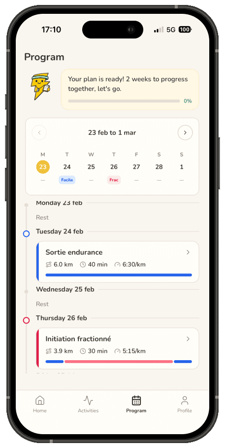 Adaptive training plan